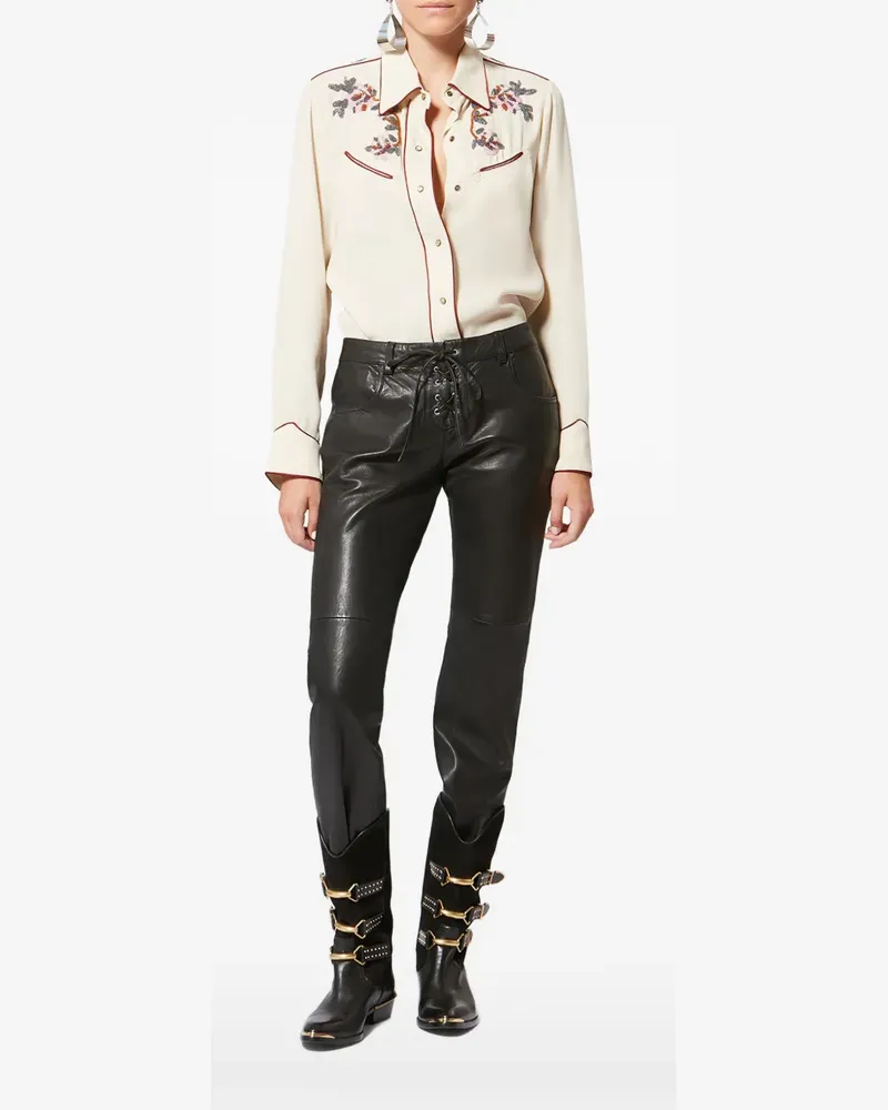 Isabel Marant Yzea Hemd mit Perlenstickerei - Nude Nude