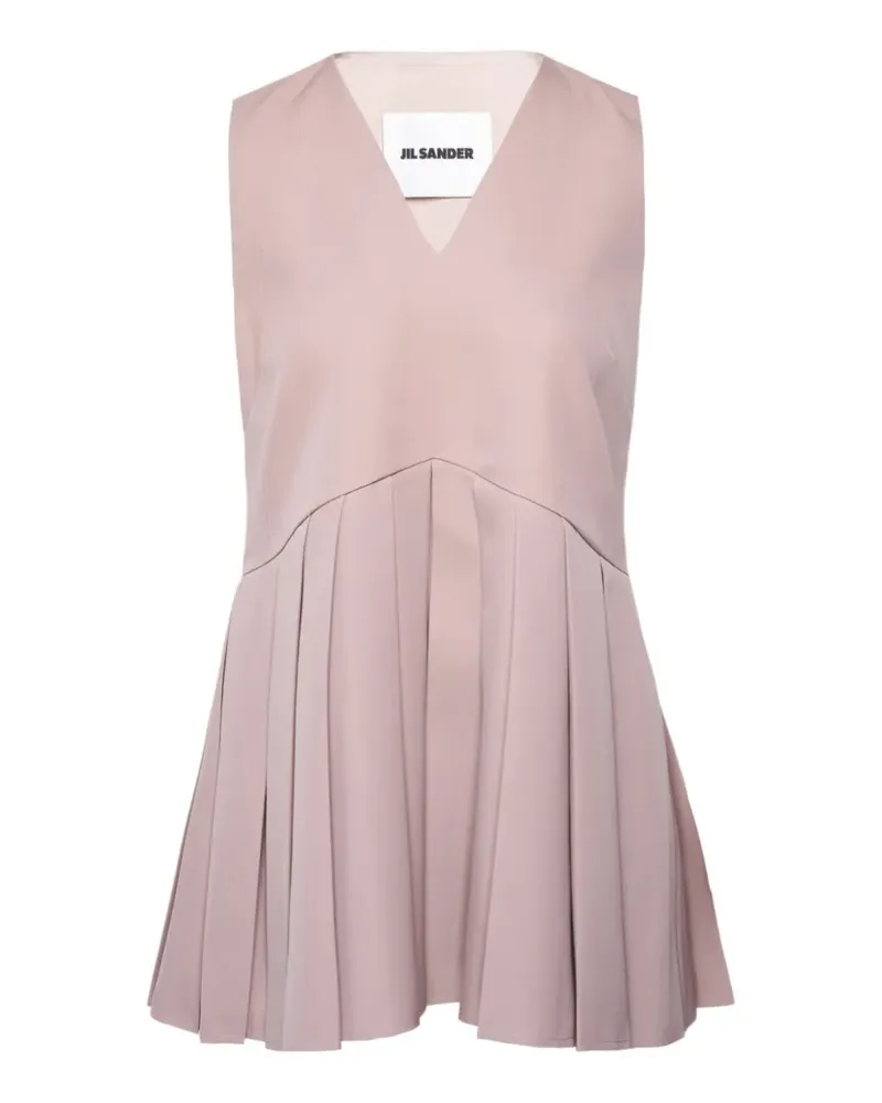 Jil Sander V-neck pleated wool top - Rosa Rosa