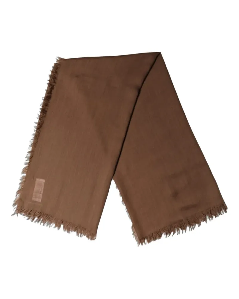 Dolce & Gabbana brown silk-wool fringed stole scarf - Braun Braun
