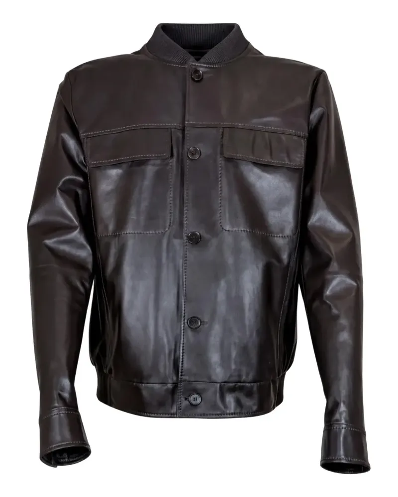 DESA button-up leather jacket - Braun Braun