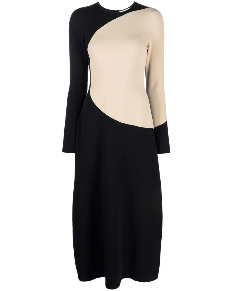 Tory Burch Midikleid in Colour-Block-Optik - Schwarz Schwarz