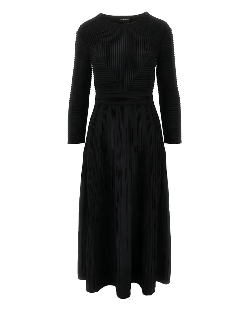 Emporio Armani Geripptes Midikleid - Schwarz Schwarz