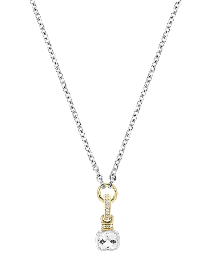 V JEWELLERY Topas-Halskette mit Kissenschliff - Silber Silber