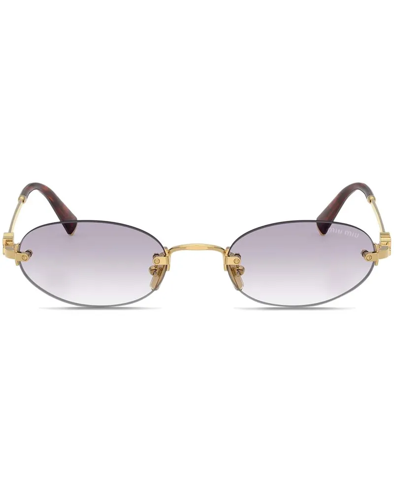 Miu Miu Sonnenbrille mit rundem Gestell - Gold Gold