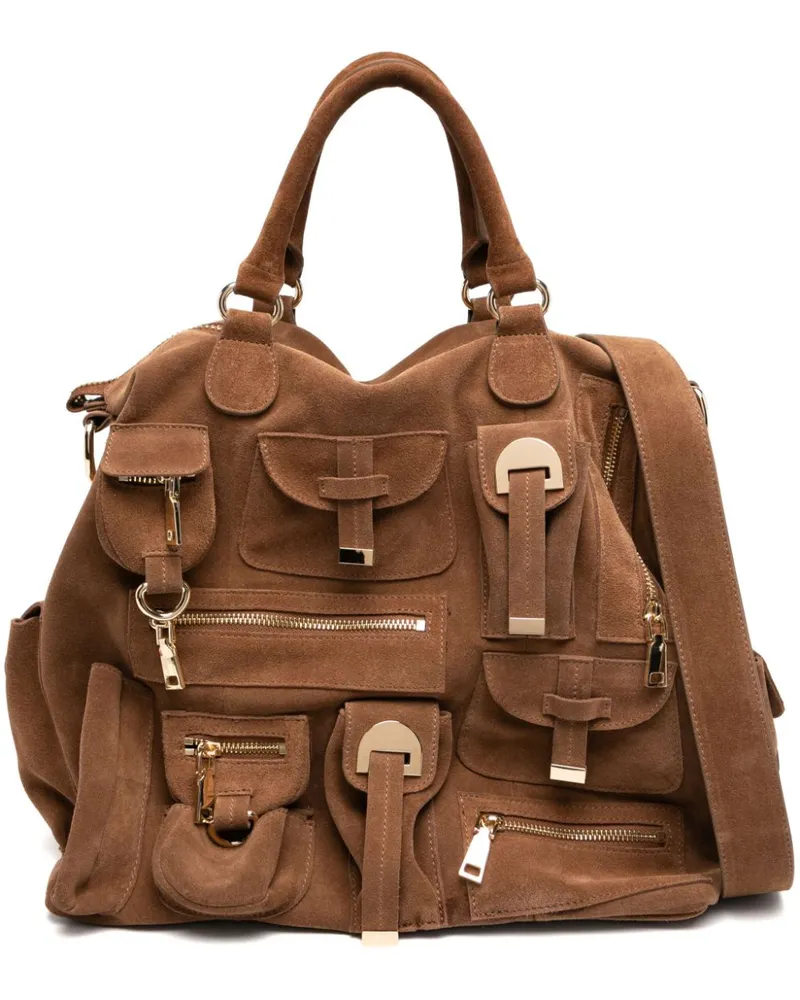 Cynthia Rowley Schultertasche mit aufgesetzter Tasche - Braun Braun