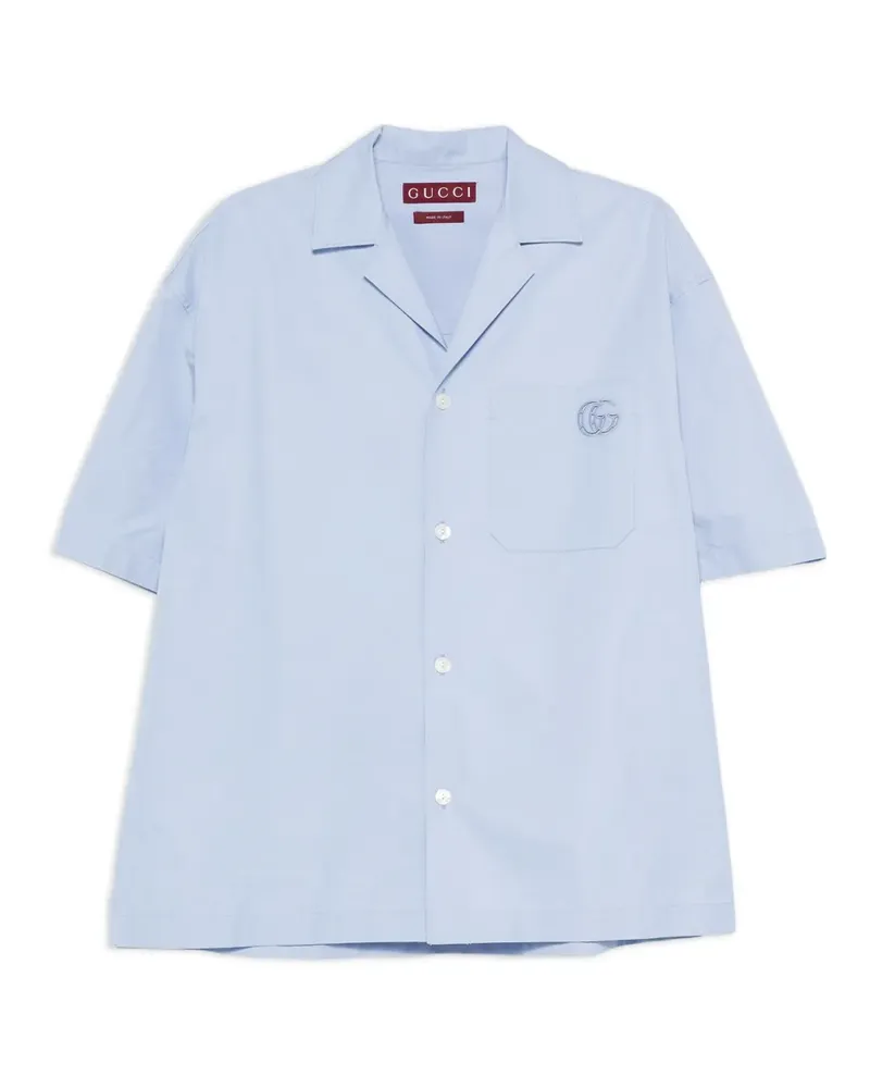 Gucci Besticktes Hemd mit kurzen Ärmeln - Blau Blau