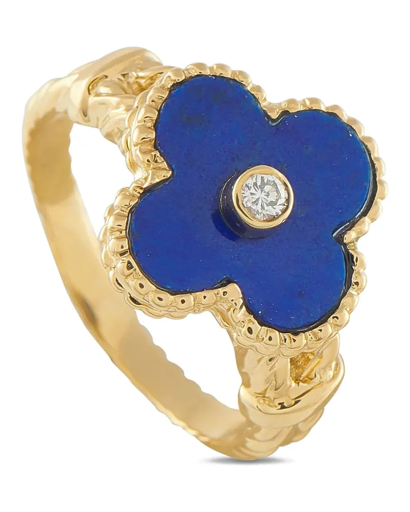 Van Cleef & Arpels 18K yellow gold Alhambra diamond and lapis lazuli ring Gold