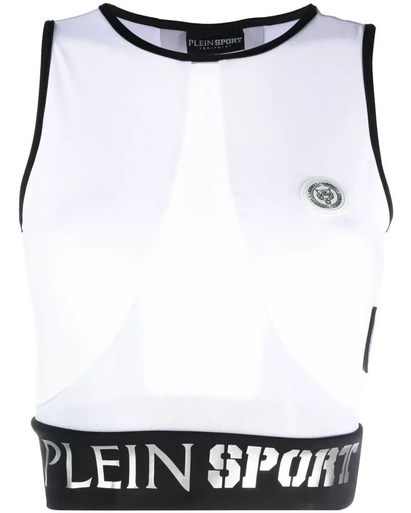 Philipp Plein Cropped-Top mit Logo-Bund - Weiß Weiß