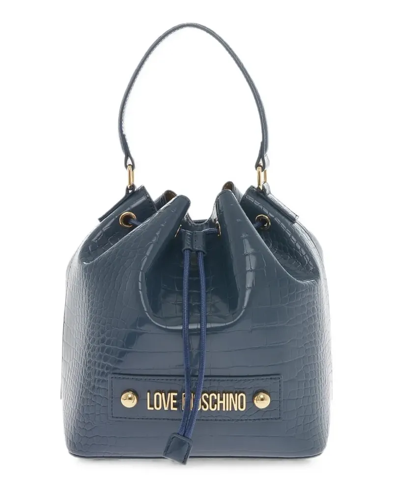Moschino logo-plaque bucket bag - Blau Blau