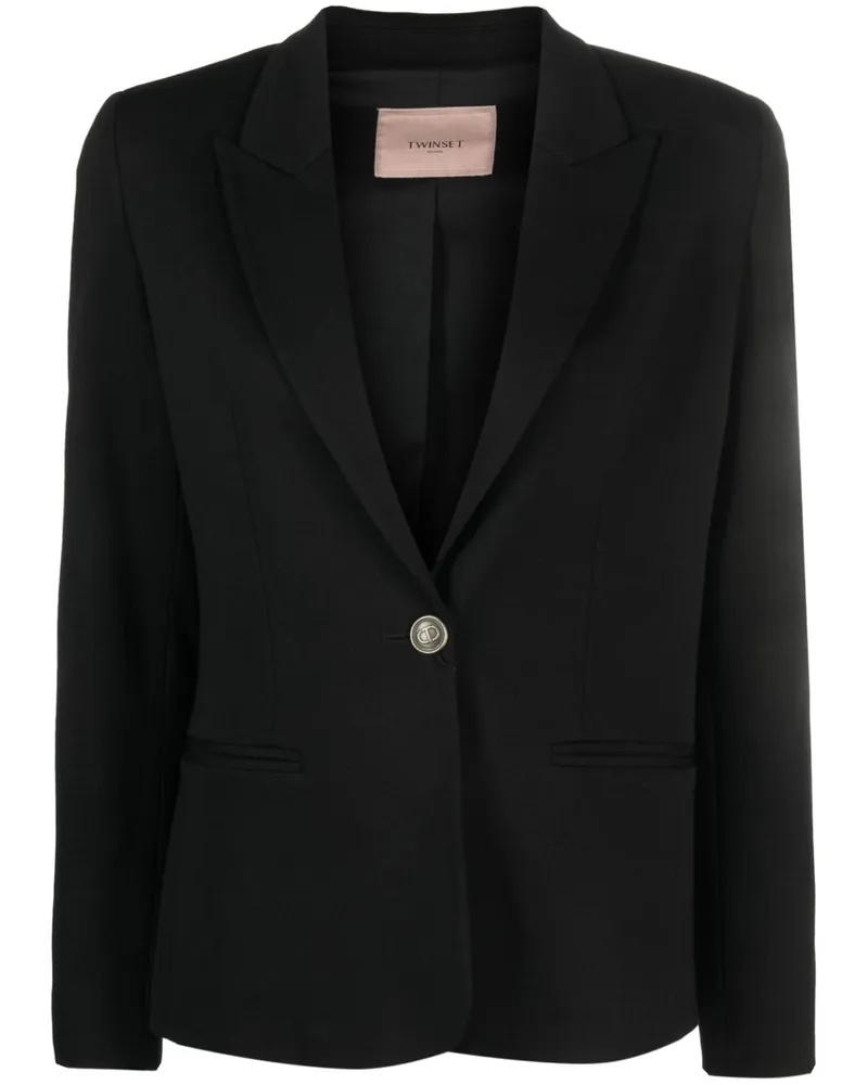 Twin-Set Einreihiger Blazer mit Logo-Knöpfen Schwarz