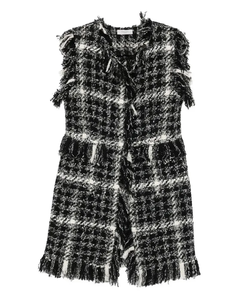 Charlott Tweed-Mantel mit Fransen - Schwarz Schwarz