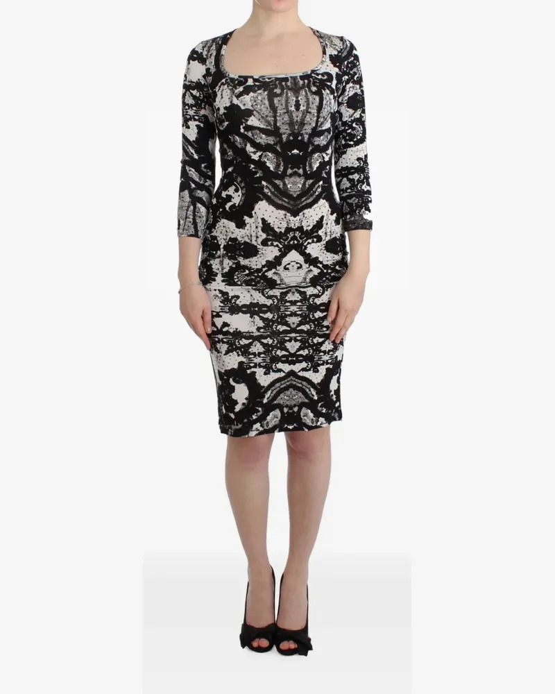 Roberto Cavalli Figurbetontes Minikleid mit Print - Weiß Weiß