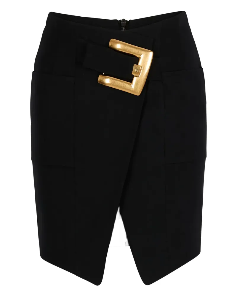 Balmain Grain de Poudre Minirock mit Gürteldetail - Schwarz Schwarz