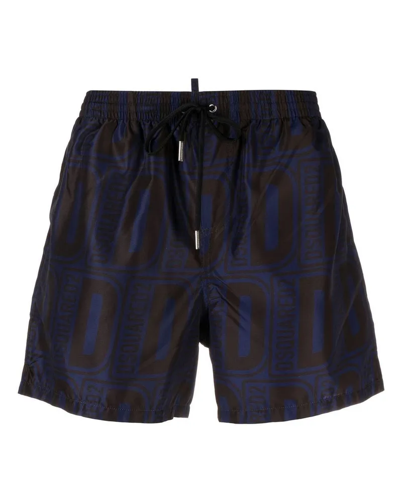 Dsquared2 Badeshorts mit Monogramm-Print Blau