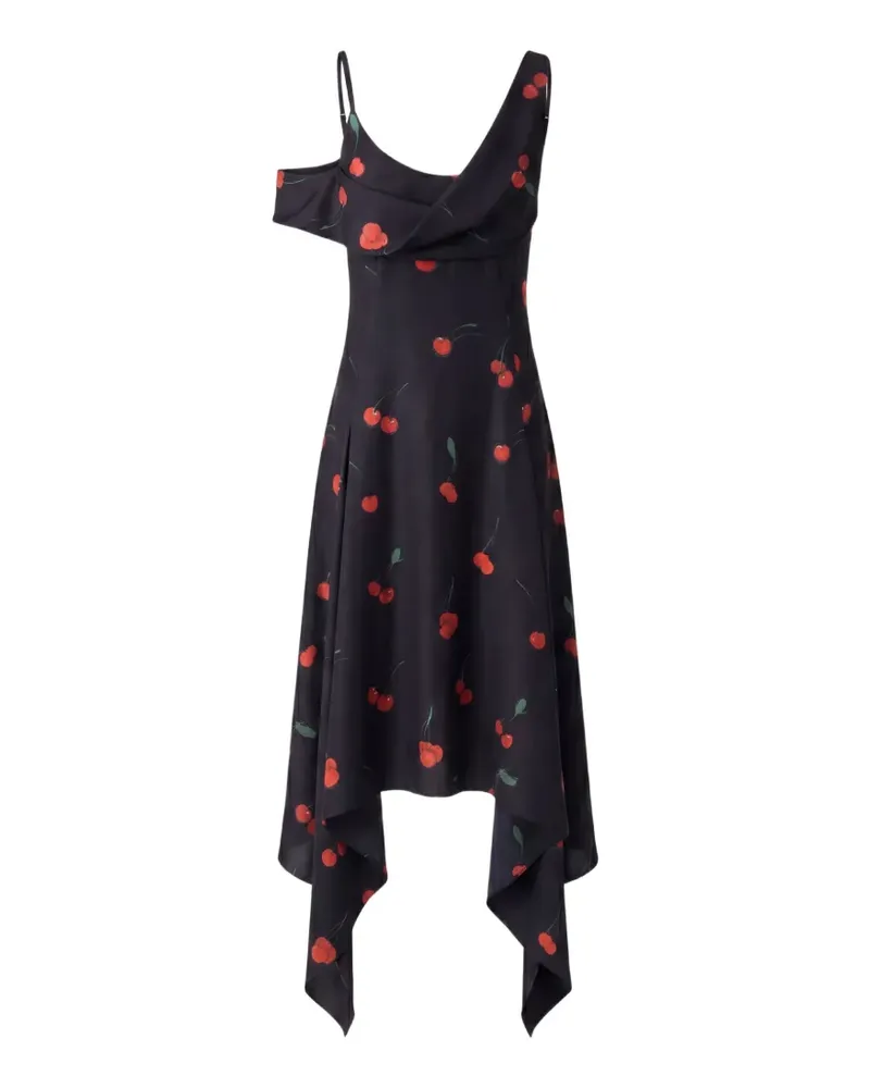 Monse cherry-print silk midi dress - Schwarz Schwarz