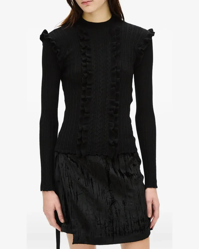 Ann Demeulemeester Pullover mit Rüschendetail - Schwarz Schwarz