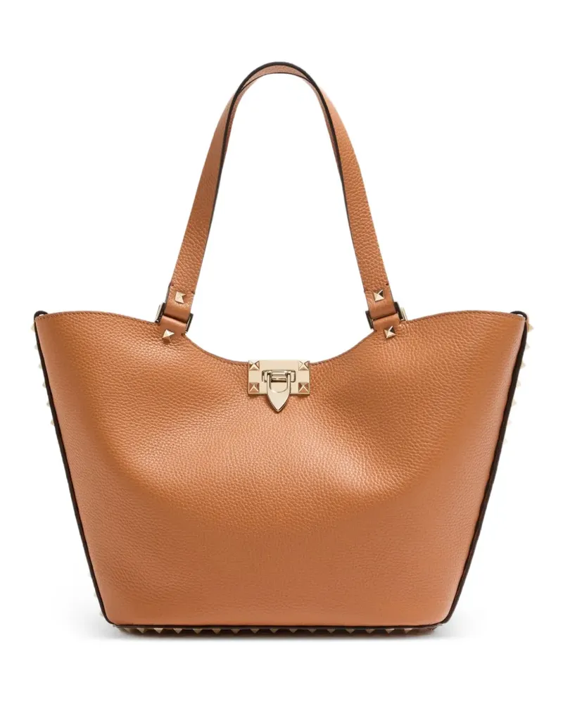 Valentino Garavani Rockstud grainy leather tote bag - Braun Braun