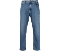 Halbhohe Tapered-Jeans - Blau