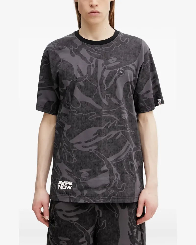 BAPE camouflage-print logo-patch T-shirt - Schwarz Schwarz