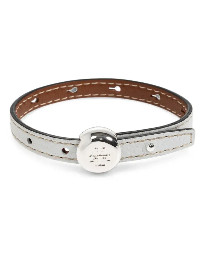 Tory Burch Lederarmband mit Logo-Schild - Blau Blau