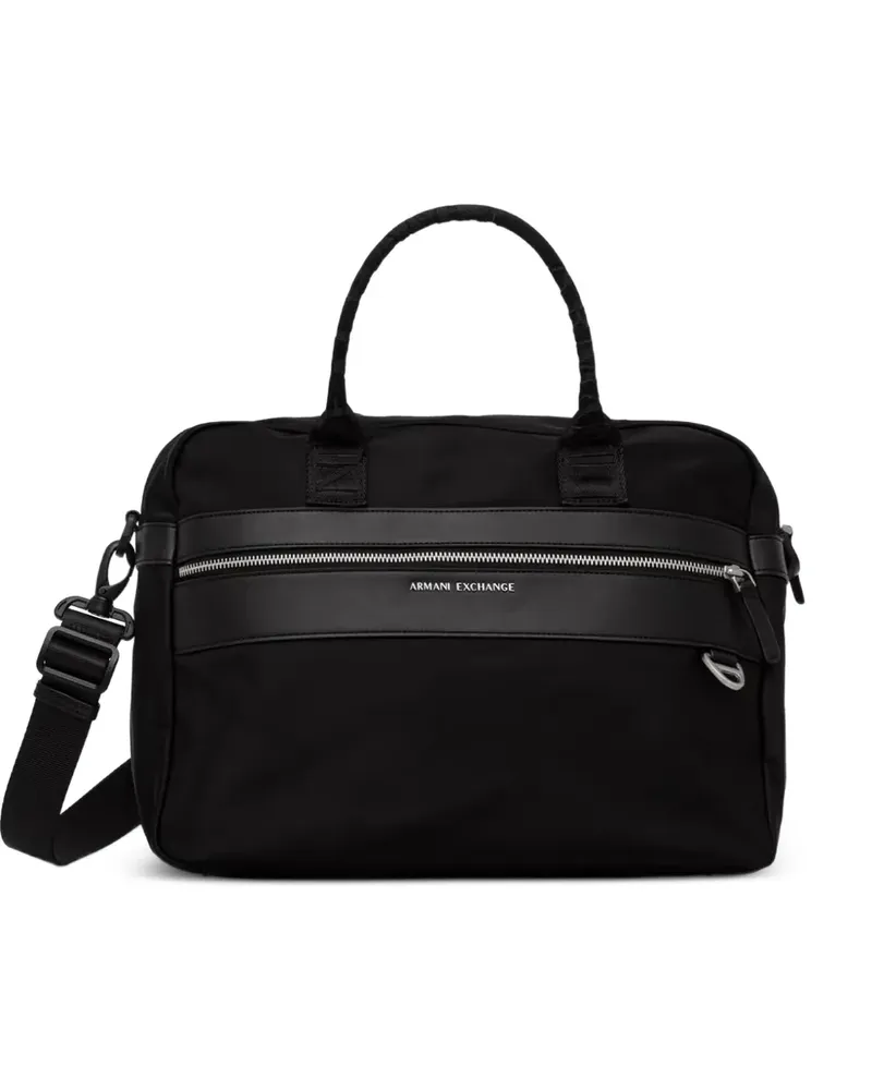 Armani Exchange logo-plaque laptop bag - Schwarz Schwarz