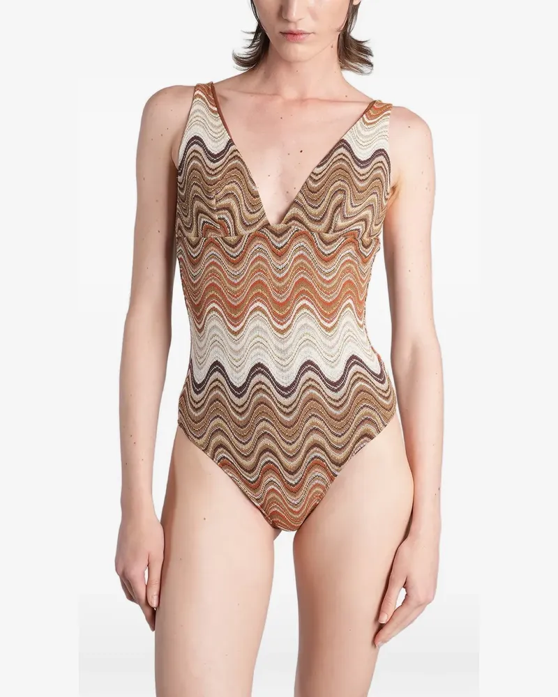 MC2 Saint Barth zigzag-knit swimsuit - Braun Braun