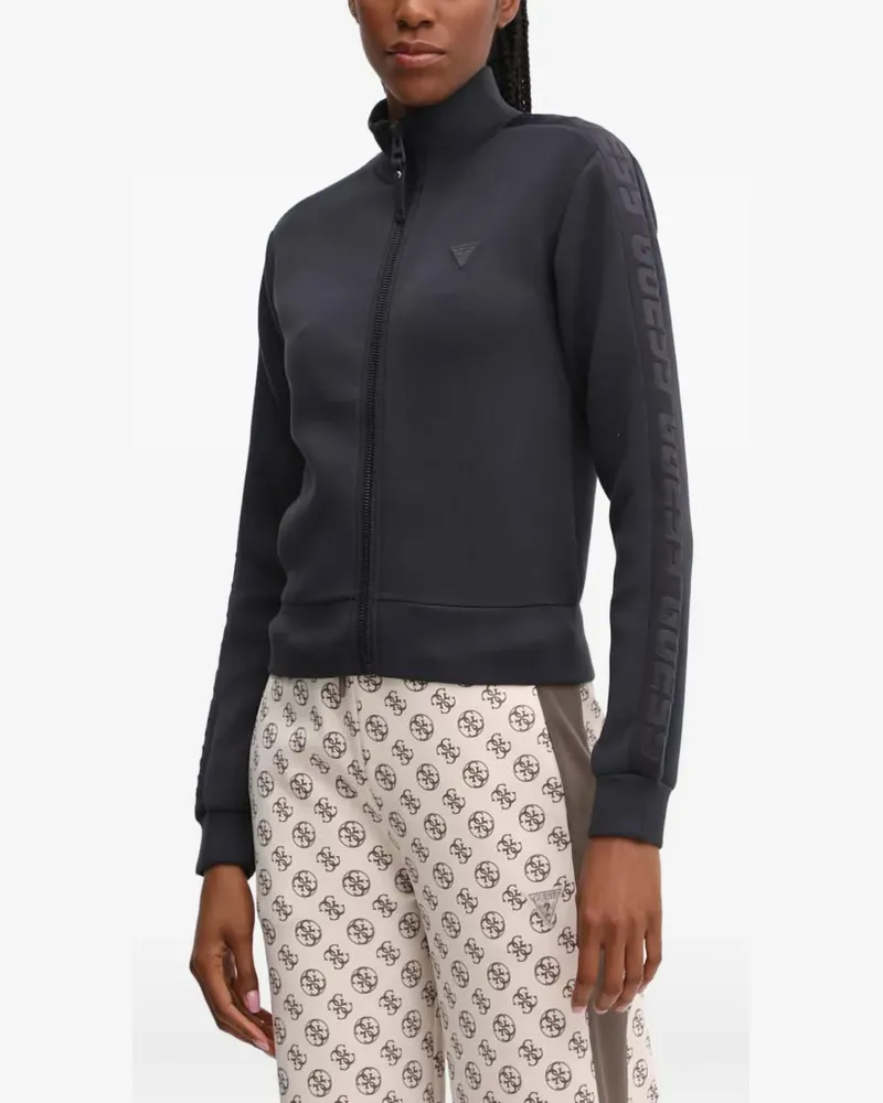 Guess logo-tape zip-up sweatshirt - Blau Blau