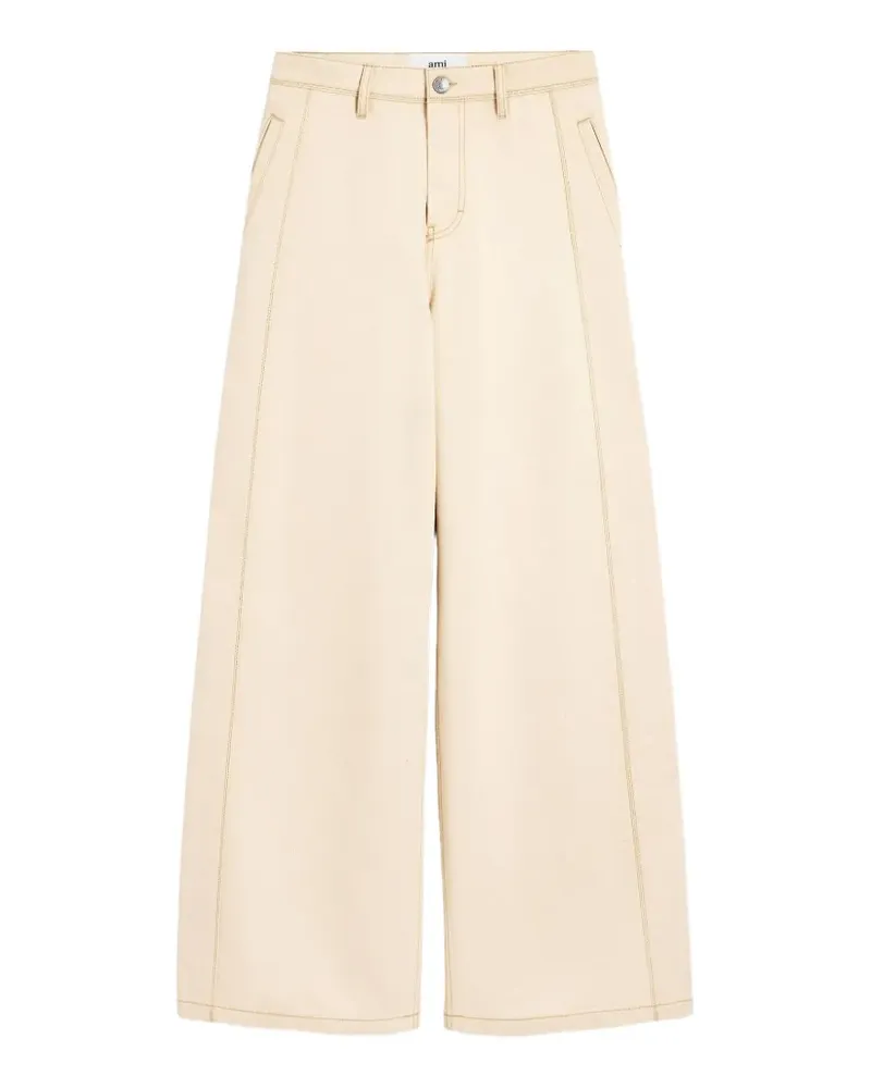 AMI Paris topstitched wide-leg jeans - Nude Nude