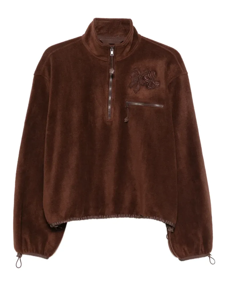 Cecilie Bahnsen Bestickter Pullover mit Viertelreißverschluss - Braun Braun