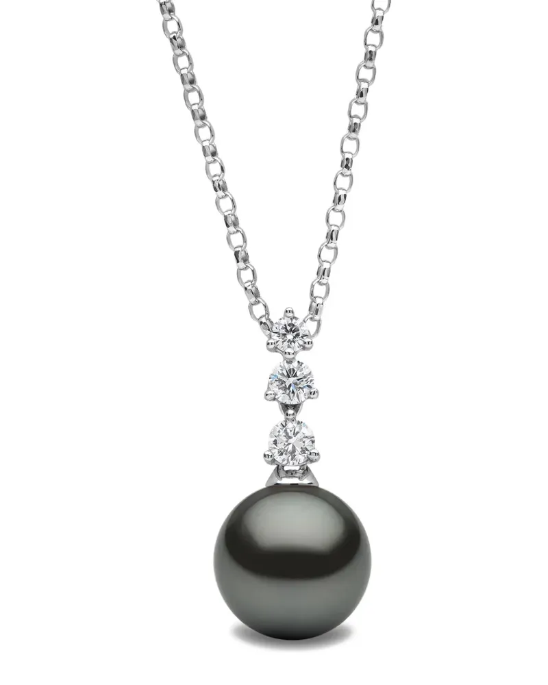 YOKO London 18K white gold tahitian pearl and diamond pendant - Silber Silber