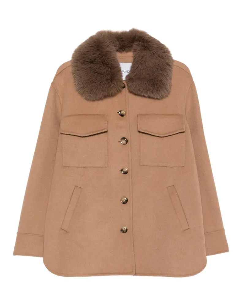 AVA ADORE faux-fur collar coat - Braun Braun