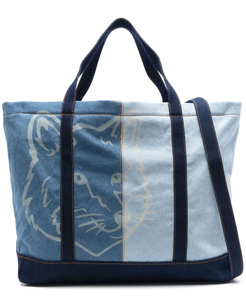 Kitsuné Handtasche mit Fuchs-Print Blau