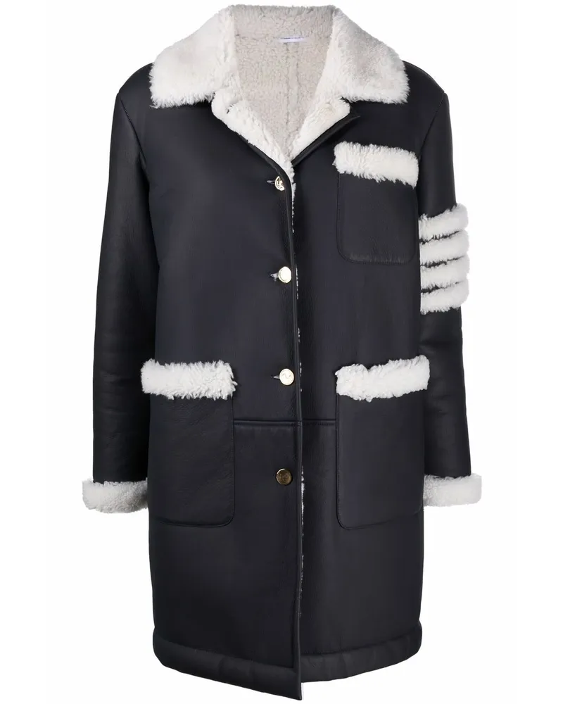 Thom Browne Shearling-Mantel mit Streifen Schwarz