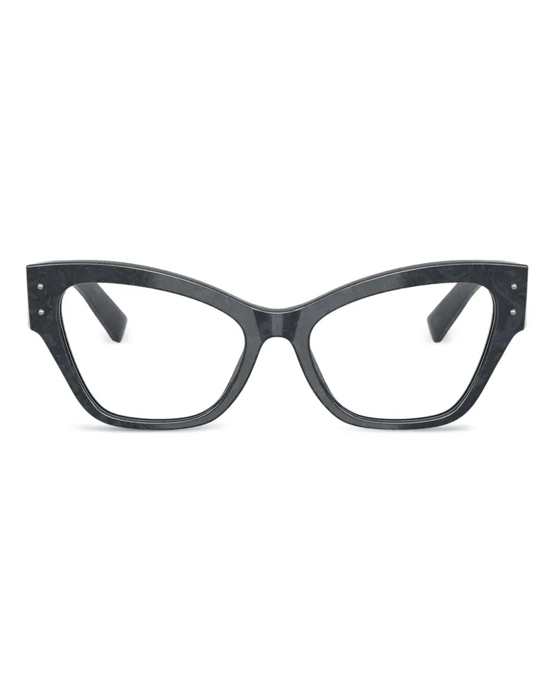 Dolce & Gabbana Cat-Eye-Brille mit Spitzenmuster - Blau Blau