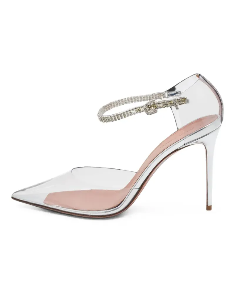 Amina Muaddi Ursina Pumps mit Kristallen - Weiß Weiß