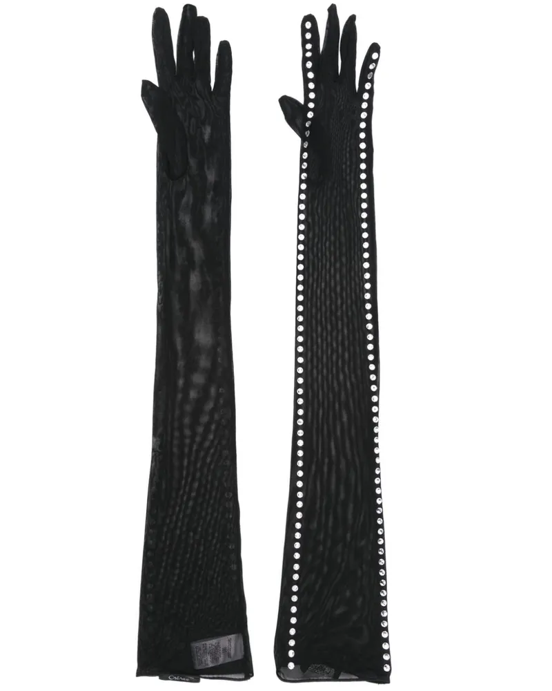 Oséree Handschuhe mit Schmuckstein - Schwarz Schwarz