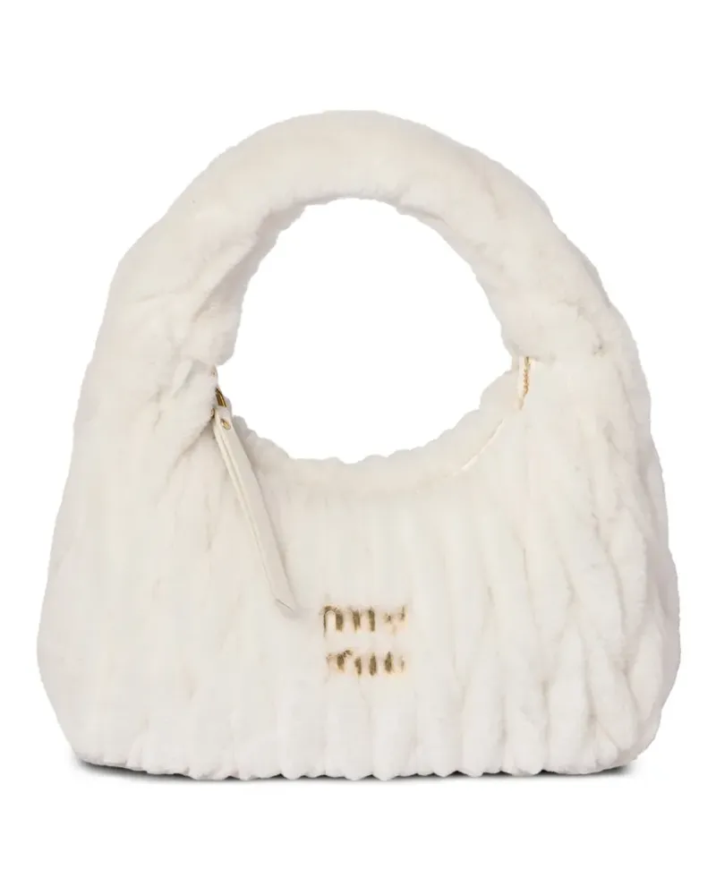 Miu Miu Wander Schultertasche aus Shearling - Weiß Weiß