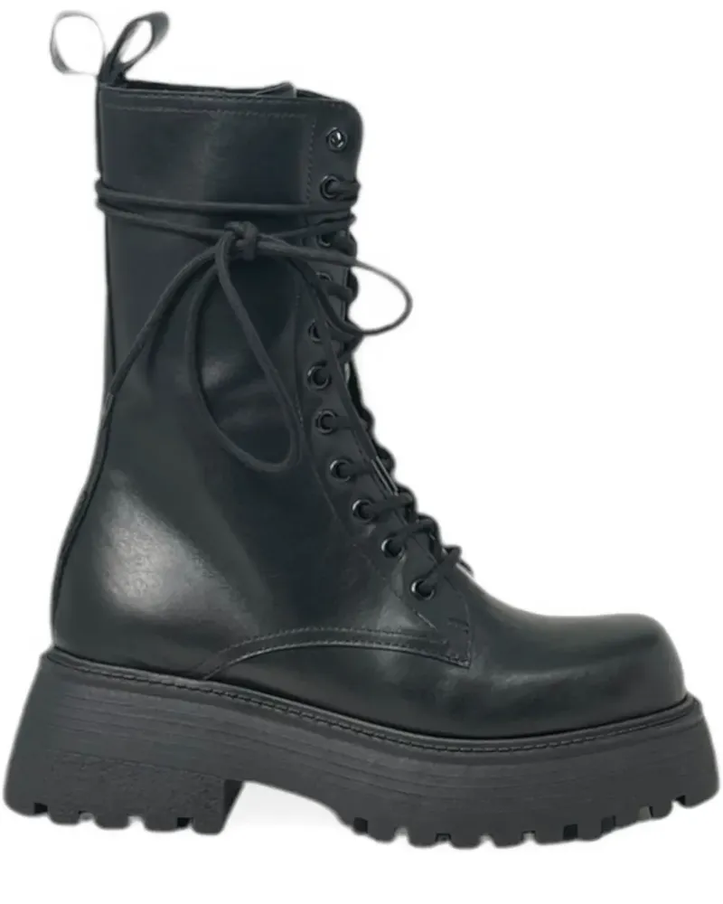 3JUIN Schnürstiefel mit Plateau - Schwarz Schwarz