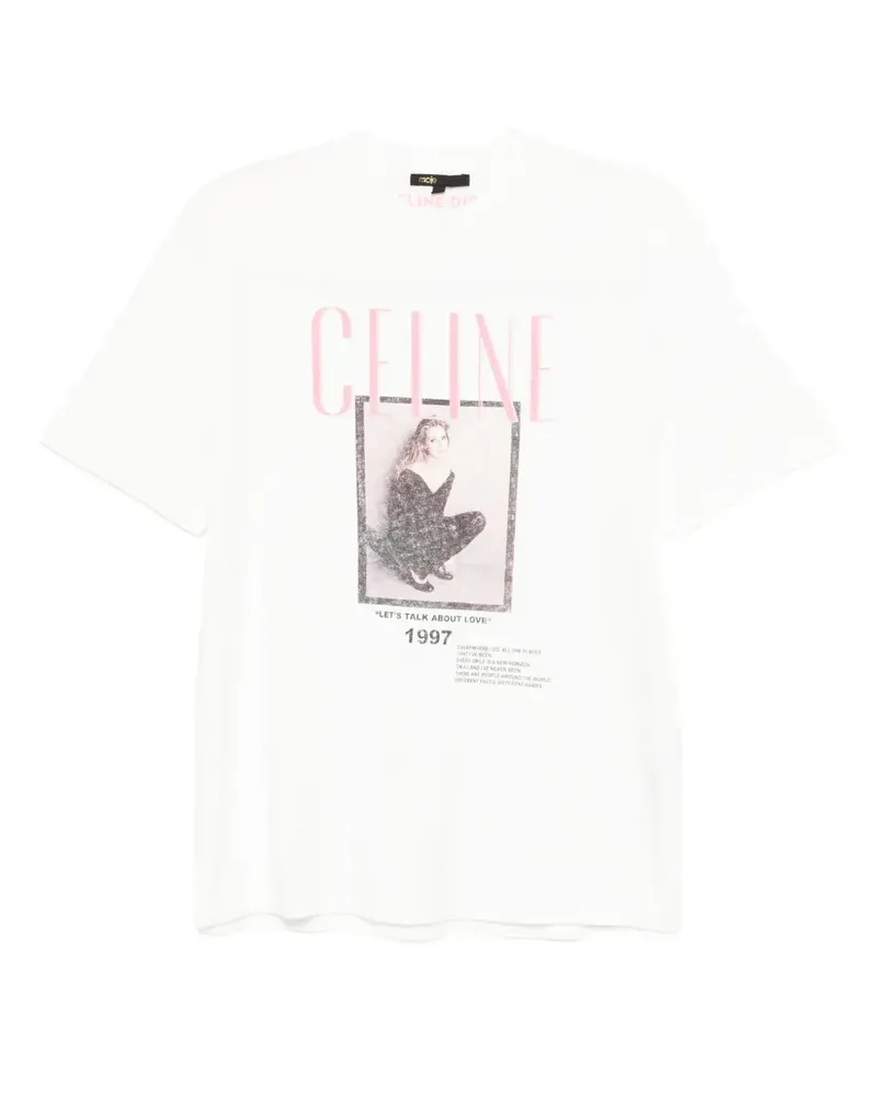 Maje T-Shirt mit grafischem Print - Weiß Weiß