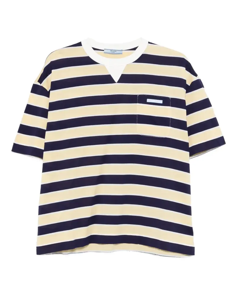Prada striped chest pocket T-shirt - Nude Nude