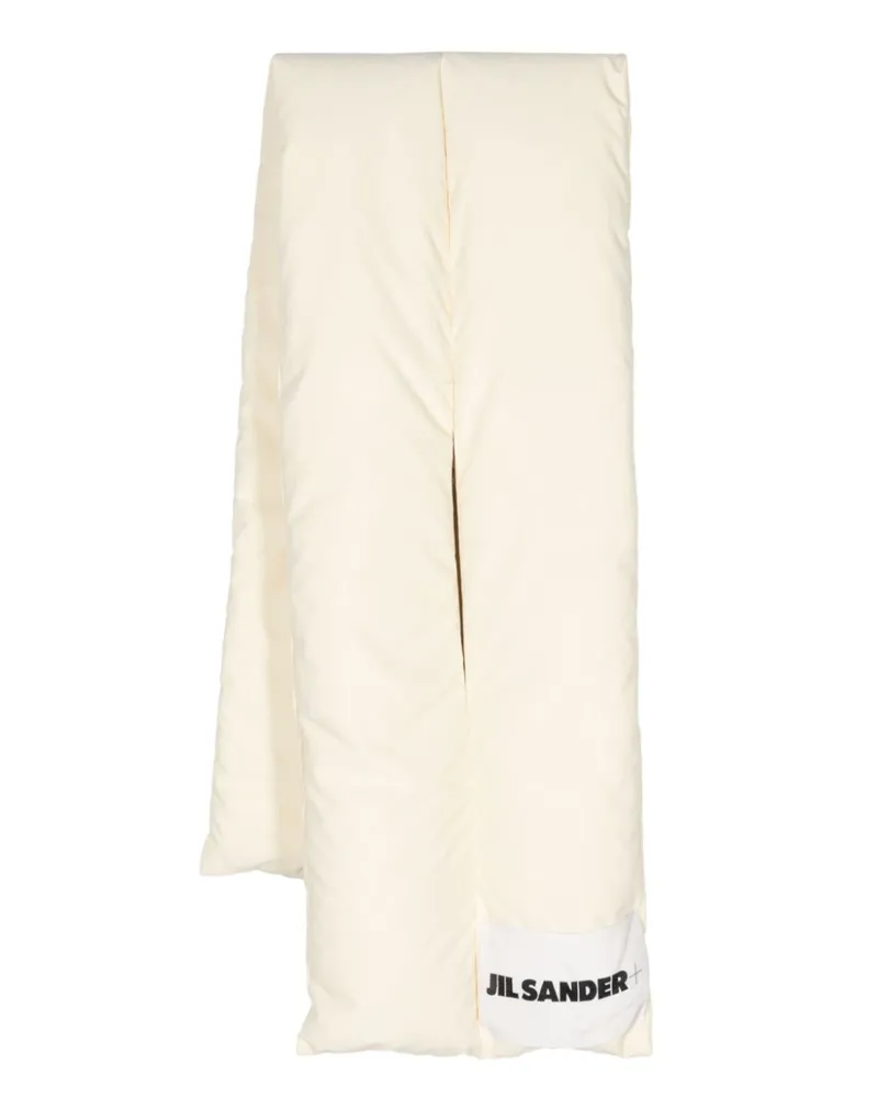 Jil Sander Gefütterter Schal mit Logo-Patch - Weiß Weiß