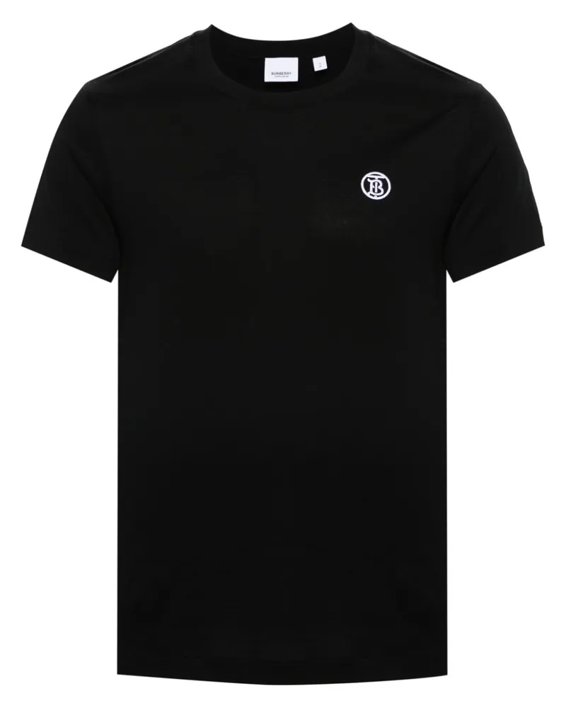 Burberry T-Shirt mit Logo-Stickerei - Schwarz Schwarz