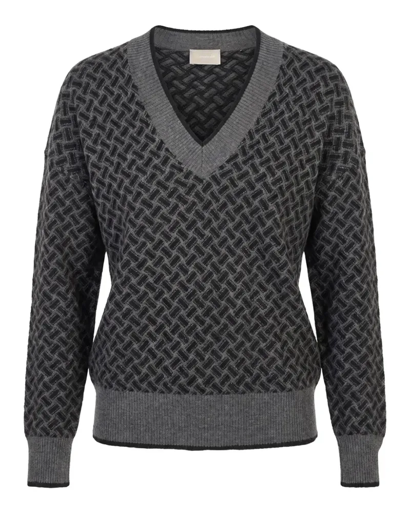 Drumohr  geometric-pattern V-neck sweater - Grau Grau
