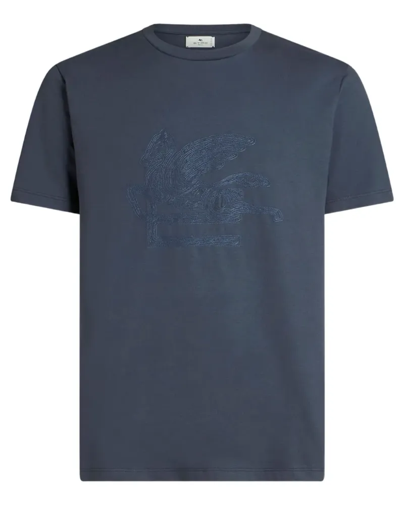 Etro T-Shirt mit Maxi-Pegaso-Stickerei - Blau Blau