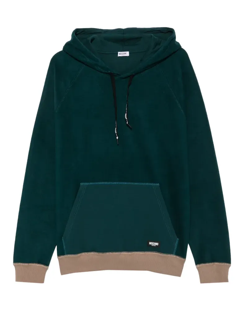 Moschino raglan-sleeve logo-patch hoodie - Grün Grün