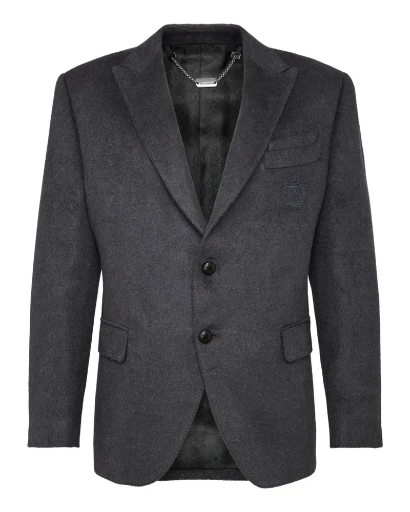 Billionaire logo-embroidered single-breasted blazer - Grau Grau