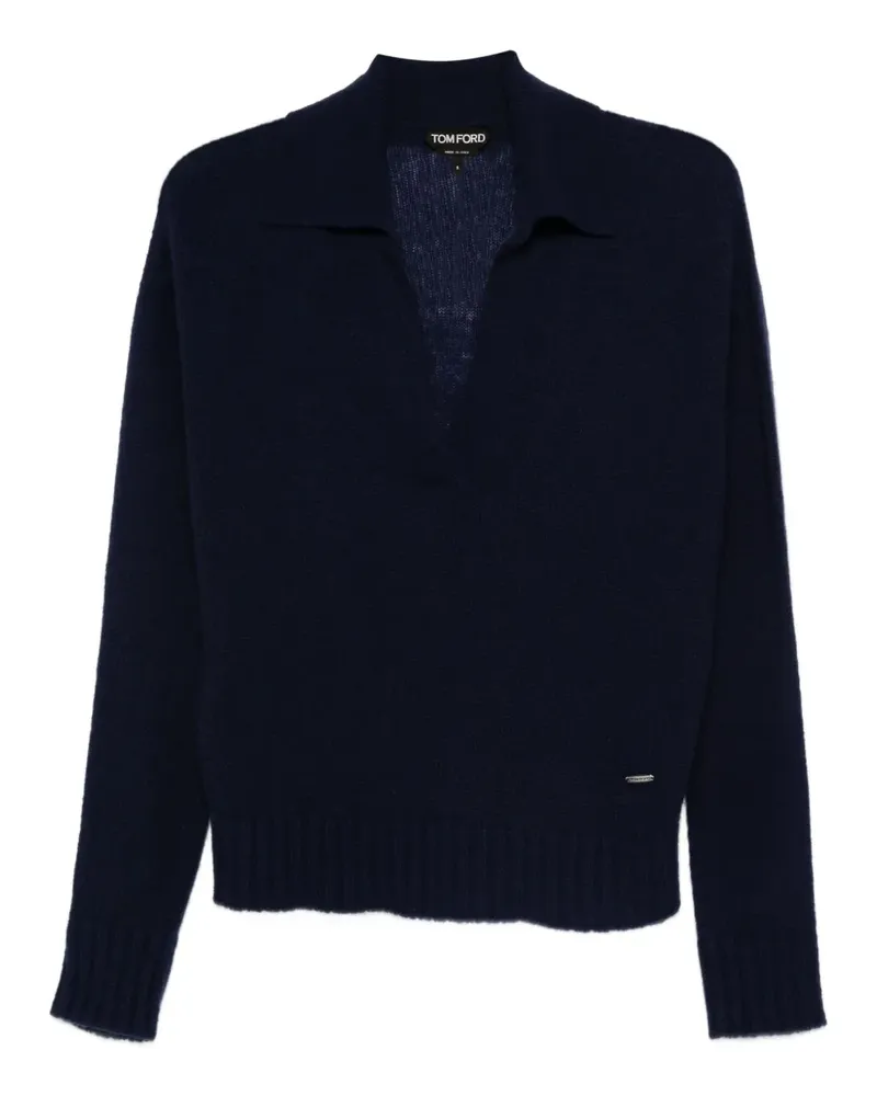 Tom Ford Kaschmir-Seidengemisch-Pullover mit V-Ausschnitt - Blau Blau