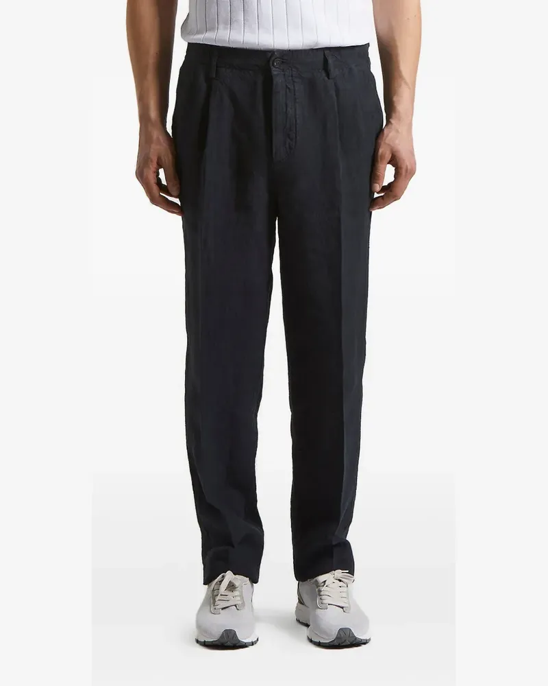 Peserico Leinenhose mit Bundfalten - Blau Blau