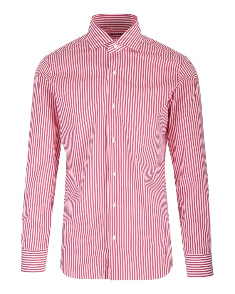 BARBA Gestreiftes Hemd - Weiß Weiß