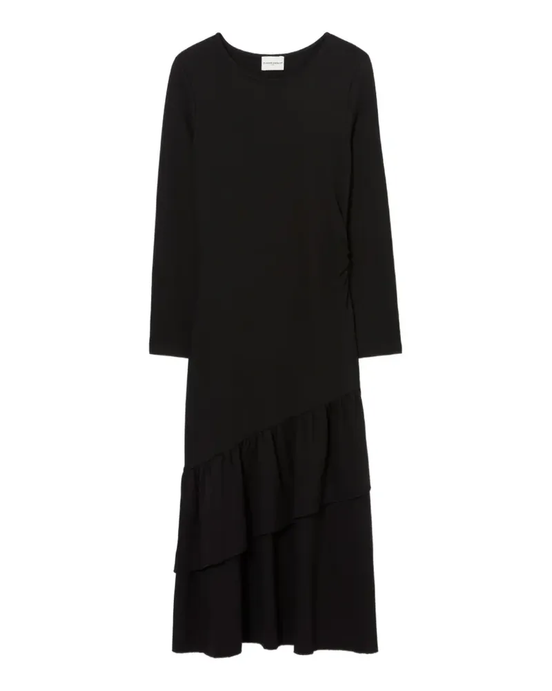 Claudie Pierlot Asymmetrisches Jerseykleid mit Rüschen - Schwarz Schwarz